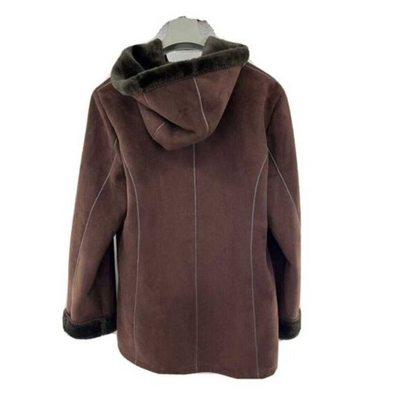 Vintage Marvin Richards Brown Faux Fur Lined Faux Sude Warm Winter coat Jacket M - Picture 15 of 15